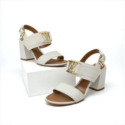 Louis Vuitton Horizon Line Sandals Shoes Leather White Gold Lvhardware Strap