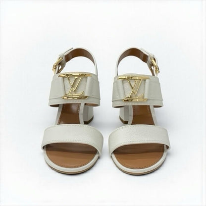 Louis Vuitton Horizon Line Sandals Shoes Leather White Gold Lvhardware Strap