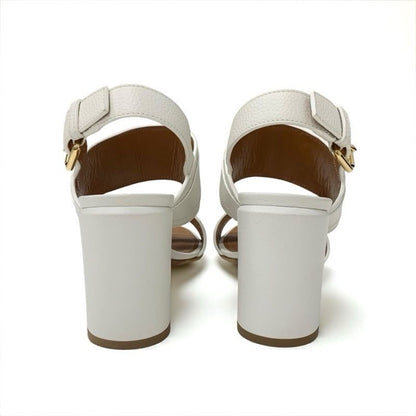 Louis Vuitton Horizon Line Sandals Shoes Leather White Gold Lvhardware Strap
