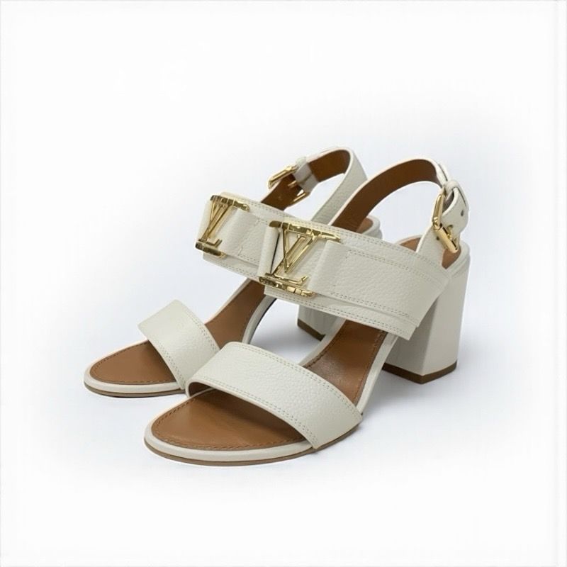 Louis Vuitton Horizon Line Sandals Shoes Leather White Gold Lvhardware Strap