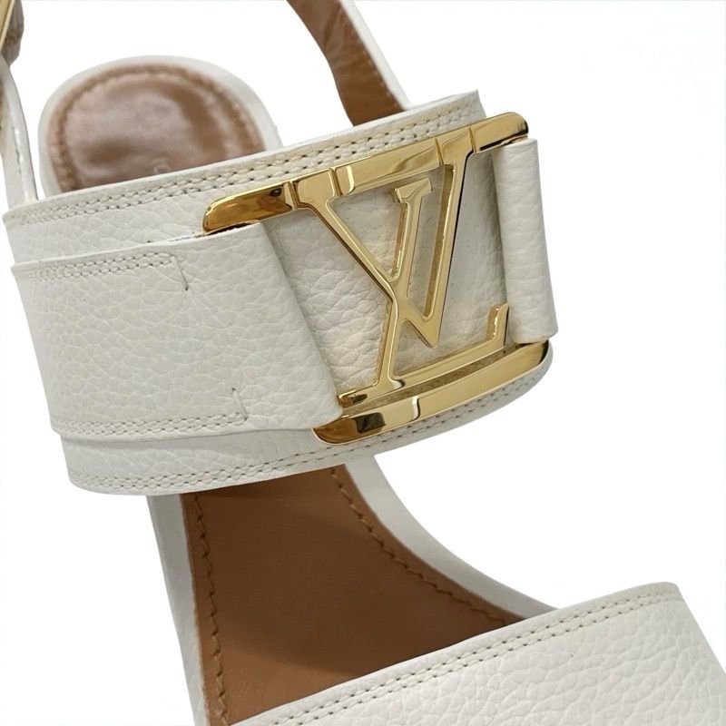 Louis Vuitton Horizon Line Sandals Shoes Leather White Gold Lvhardware Strap