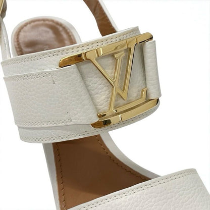 Louis Vuitton Horizon Line Sandals Shoes Leather White Gold Lvhardware Strap