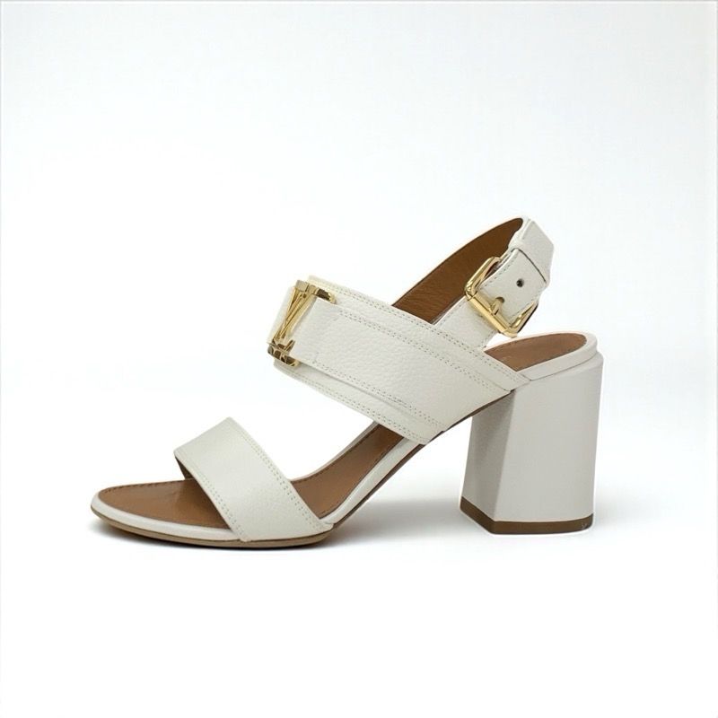 Louis Vuitton Horizon Line Sandals Shoes Leather White Gold Lvhardware Strap