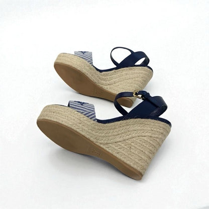 Louis Vuitton Sail Away Line Monogram Sandals Shoes Canvas Leather Navy Wedge