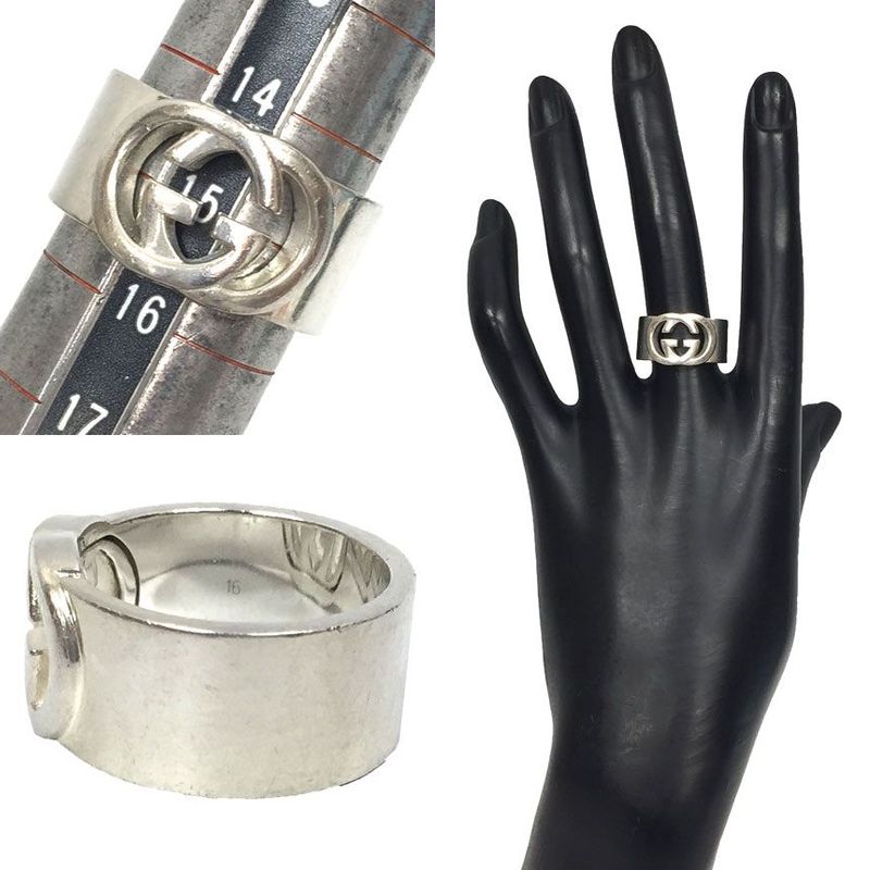 Gucci Interlocking G Wide Ring #16 Silver Aq7729