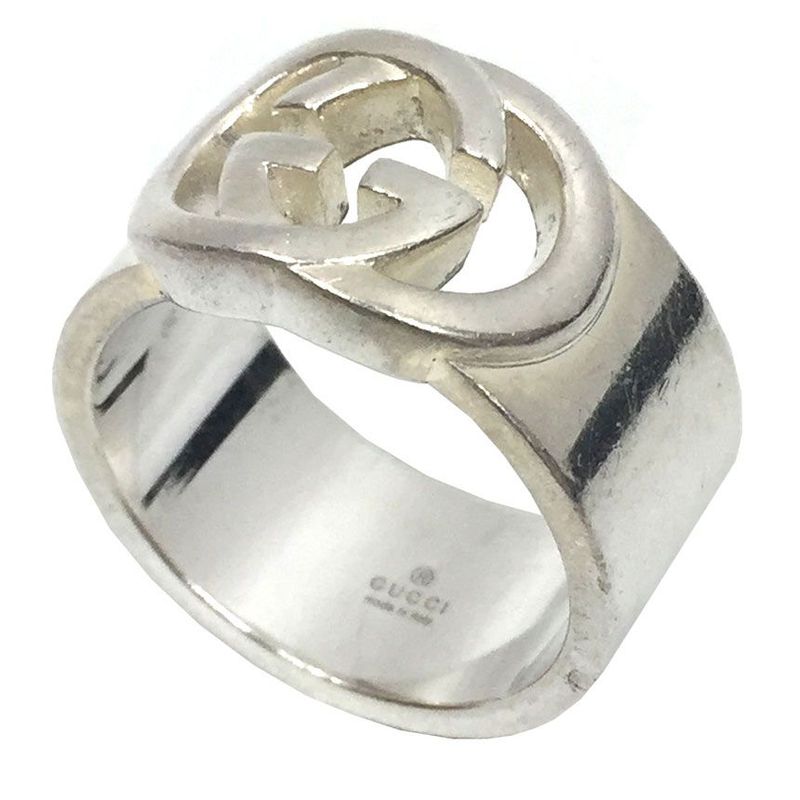 Gucci Interlocking G Wide Ring #16 Silver Aq7729