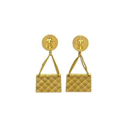 Chanel Chanel Vintage Quilted Bag Motif GP Earrings 94P