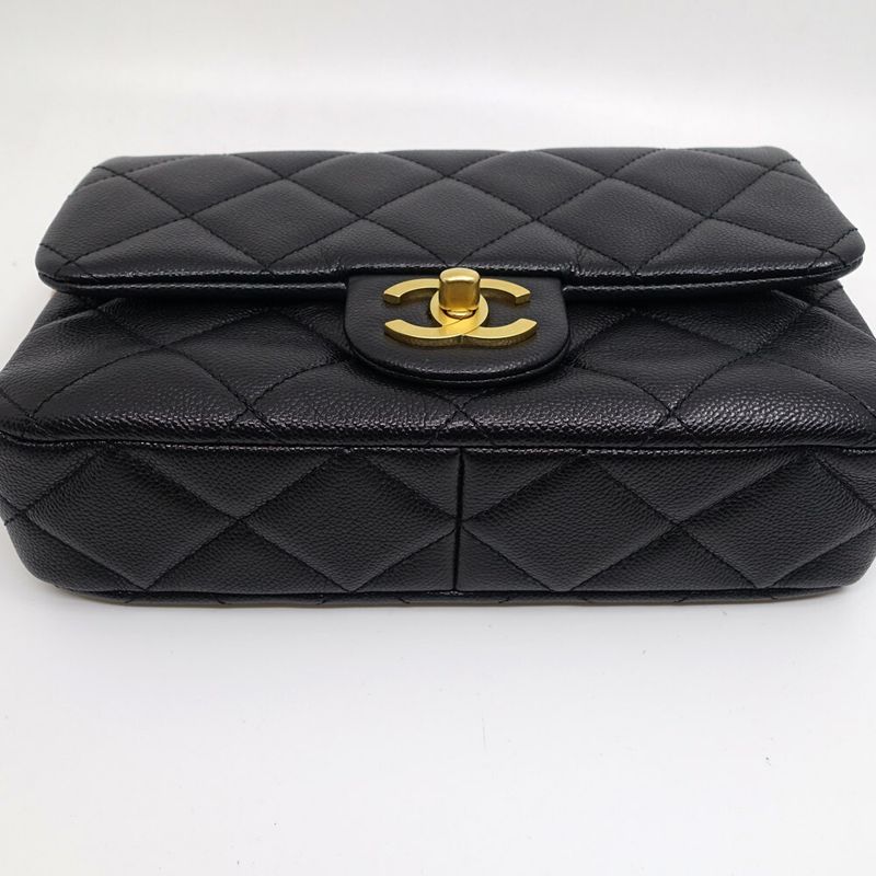 Chanel Matelasse Chain Shoulder Bag Coco Mark Random Serial Caviar Skin