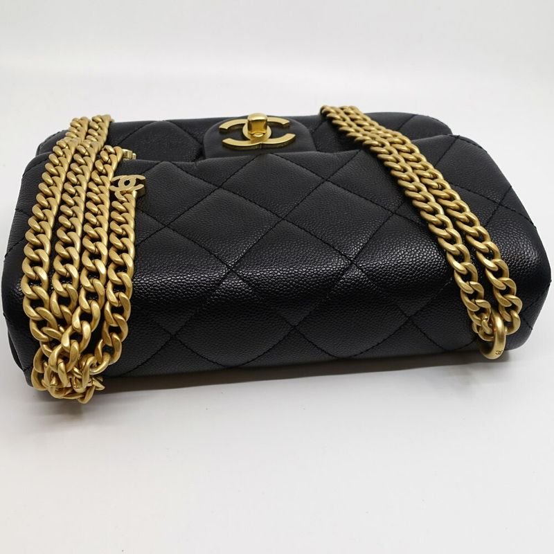 Chanel Matelasse Chain Shoulder Bag Coco Mark Random Serial Caviar Skin