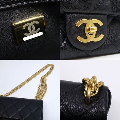 Chanel Matelasse Chain Shoulder Bag Coco Mark Random Serial Caviar Skin