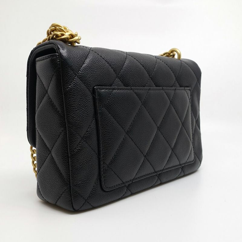 Chanel Matelasse Chain Shoulder Bag Coco Mark Random Serial Caviar Skin