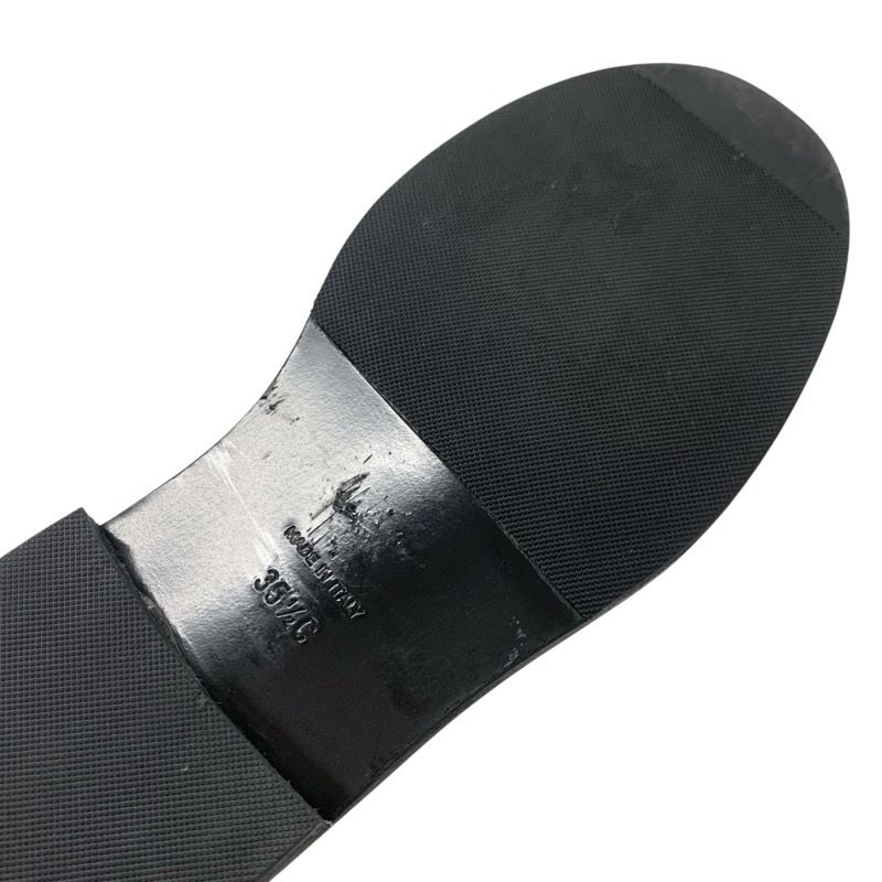 Chanel Loafer Leather Shoes Leather Black Gold Here Mark Chain Icon