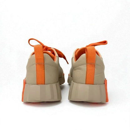 Hermes Bouncing Sneakers Shoes Leather Suede Beige Orange