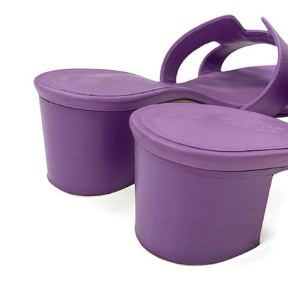 Hermes Oasis Sandals Shoes Leather Purple Mules