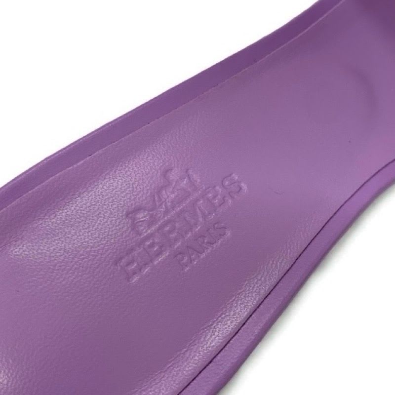 Hermes Oasis Sandals Shoes Leather Purple Mules