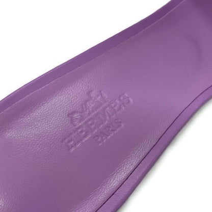 Hermes Oasis Sandals Shoes Leather Purple Mules