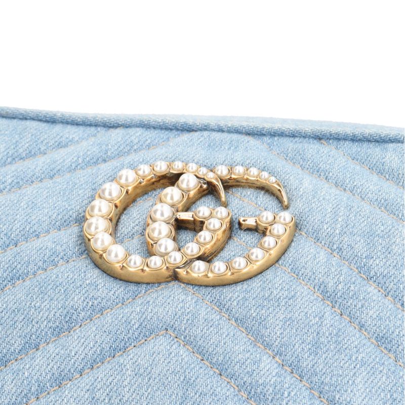 Gucci Ggmarmont Shoulder Bag Denim 447632 Blue Ladies Gucci Used Gucci