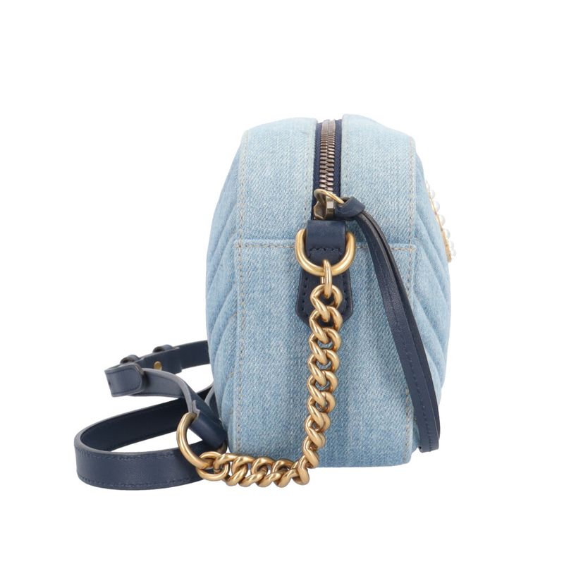 Gucci Ggmarmont Shoulder Bag Denim 447632 Blue Ladies Gucci Used Gucci