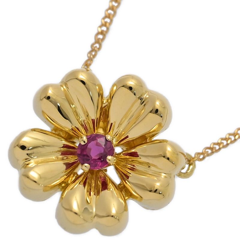 Tiffany ＆ Co Tiffany & Co Flower Motif Ruby Necklace ･pendant 18k Yellow Gold