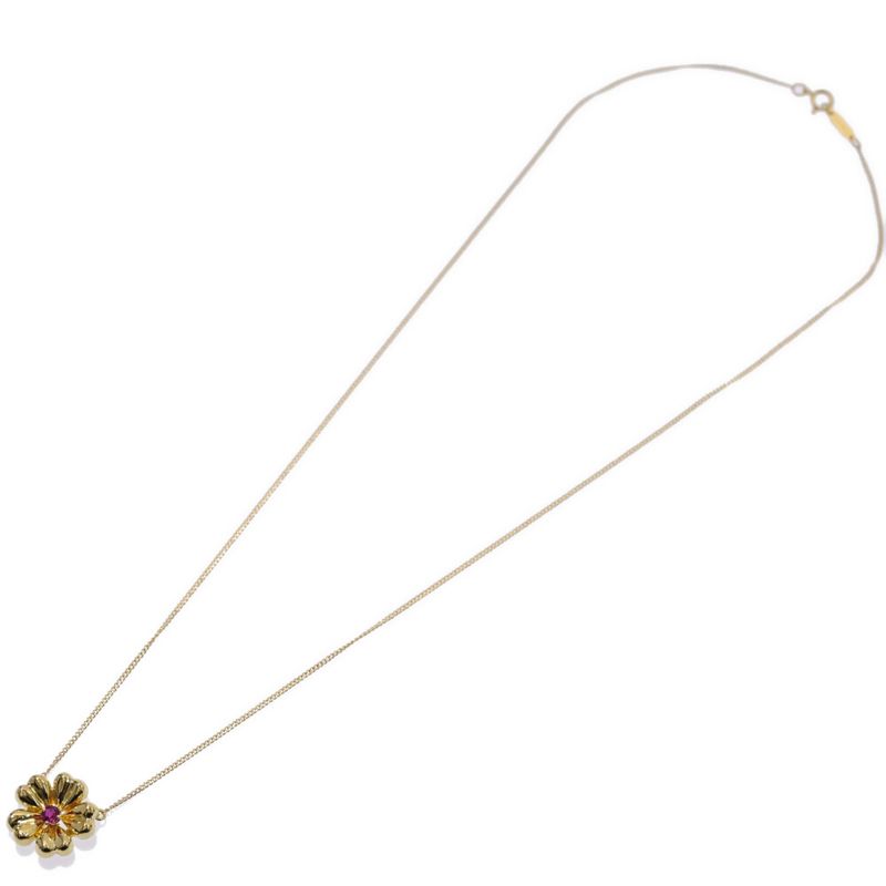 Tiffany ＆ Co Tiffany & Co Flower Motif Ruby Necklace ･pendant 18k Yellow Gold