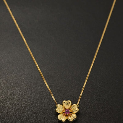 Tiffany ＆ Co Tiffany & Co Flower Motif Ruby Necklace ･pendant 18k Yellow Gold