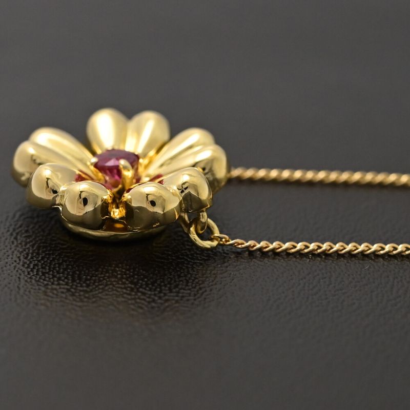 Tiffany ＆ Co Tiffany & Co Flower Motif Ruby Necklace ･pendant 18k Yellow Gold