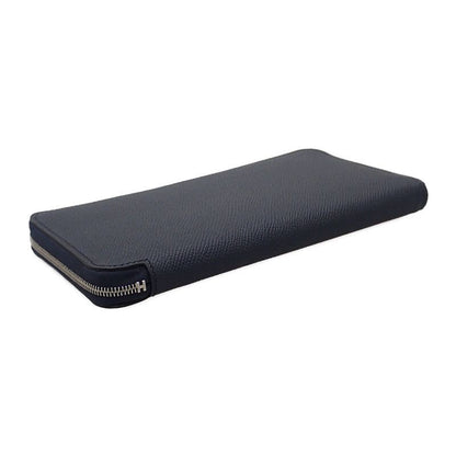 Hermes Azap Silk-in Long Wallet Vaux Epson Silk Navy Blue Indigo Barenia