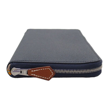 Hermes Azap Silk-in Long Wallet Vaux Epson Silk Navy Blue Indigo Barenia