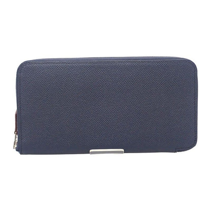 Hermes Azap Silk-in Long Wallet Vaux Epson Silk Navy Blue Indigo Barenia