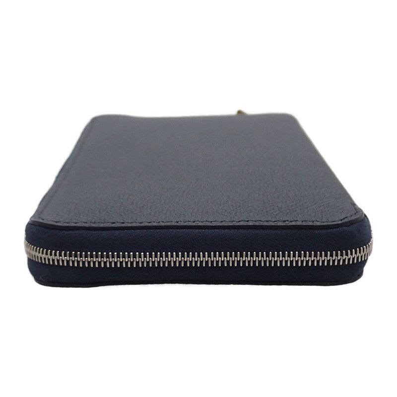 Hermes Azap Silk-in Long Wallet Vaux Epson Silk Navy Blue Indigo Barenia