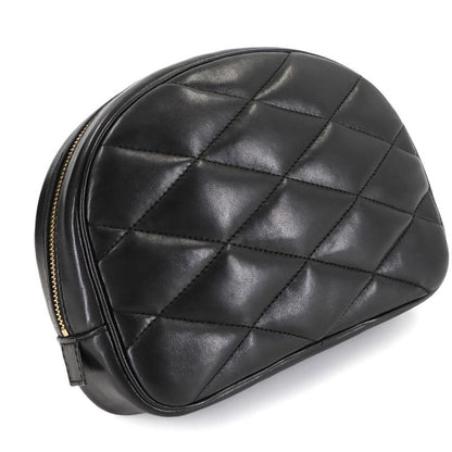 Saint Laurent Quilted Pouch Leather Black Gold Hardware