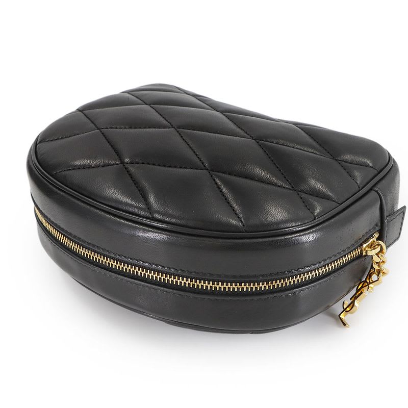 Saint Laurent Quilted Pouch Leather Black Gold Hardware