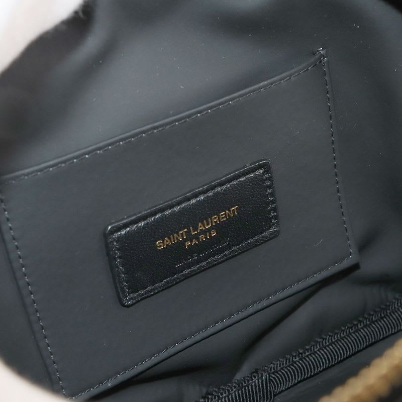 Saint Laurent Quilted Pouch Leather Black Gold Hardware