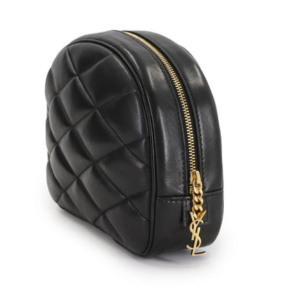 Saint Laurent Quilted Pouch Leather Black Gold Hardware