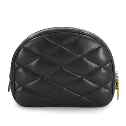 Saint Laurent Quilted Pouch Leather Black Gold Hardware