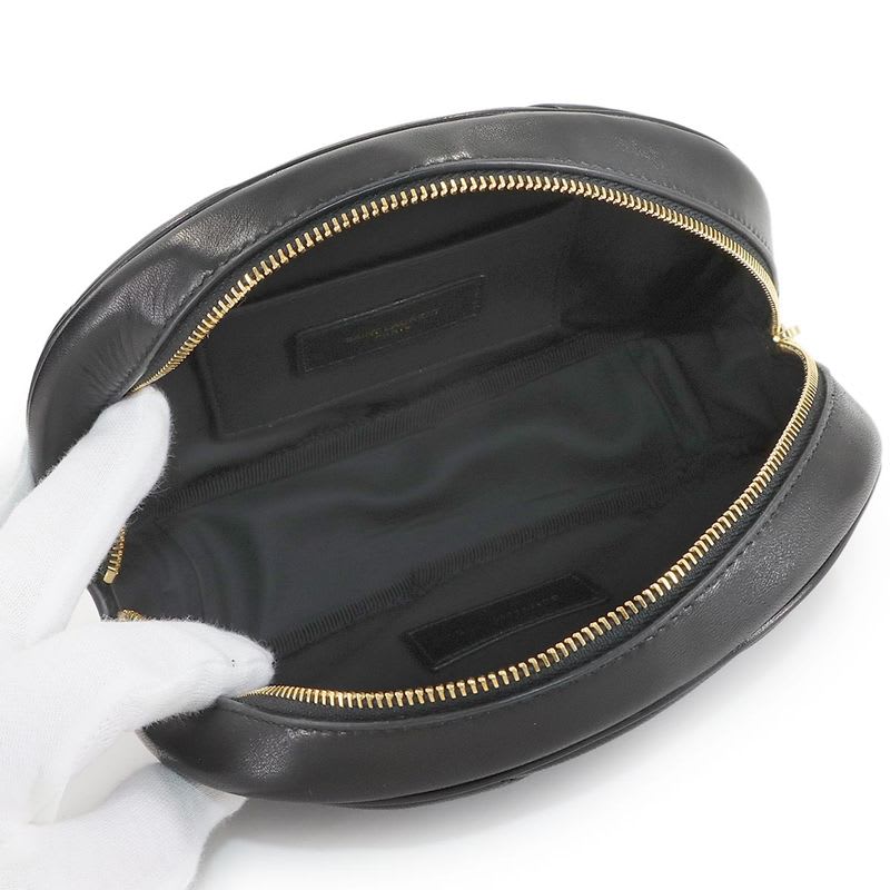 Saint Laurent Quilted Pouch Leather Black Gold Hardware