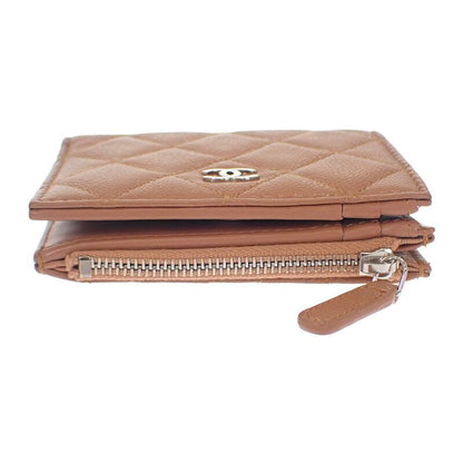 Chanel Chanel Classic Small Wallet Ap3388 Coin Case Grained Calfskin Camel Silver