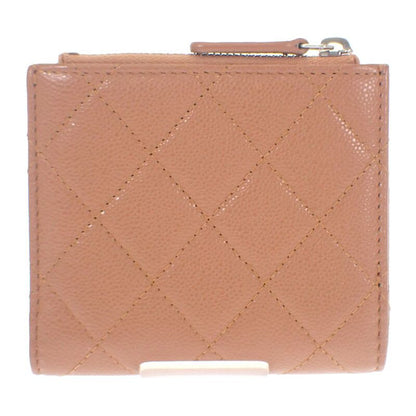 Chanel Chanel Classic Small Wallet Ap3388 Coin Case Grained Calfskin Camel Silver