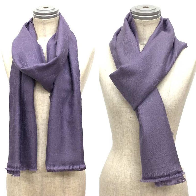 Unused Gucci GG Shawl Wool Purple Aq7776