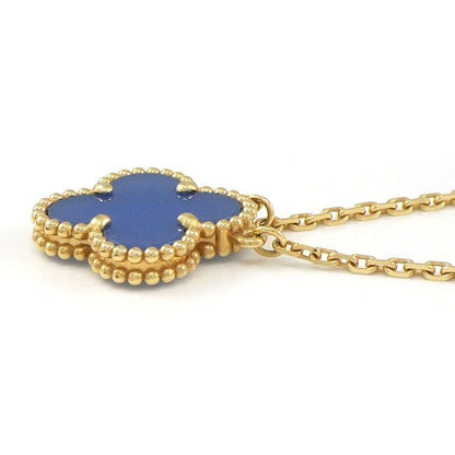 Van Cleef & Arpels Necklace Vintage Alhambra Vcarp9 Sy00 Blue Agate 18K Yellow
