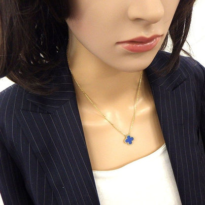 Van Cleef & Arpels Necklace Vintage Alhambra Vcarp9 Sy00 Blue Agate 18K Yellow