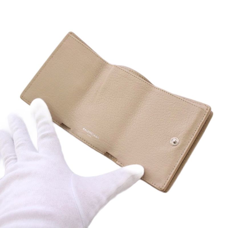 Balenciaga Edge City Mini Wallet Trifold Wallet Leather Beige 470059 KH - OH