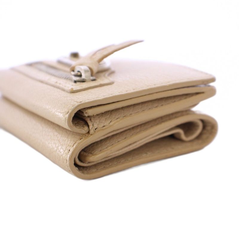 Balenciaga Edge City Mini Wallet Trifold Wallet Leather Beige 470059 KH - OH