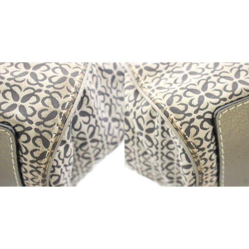Loewe New Road Line Repeat Anagram Handbag Canvas Leather with Bag Gray Yt - OH