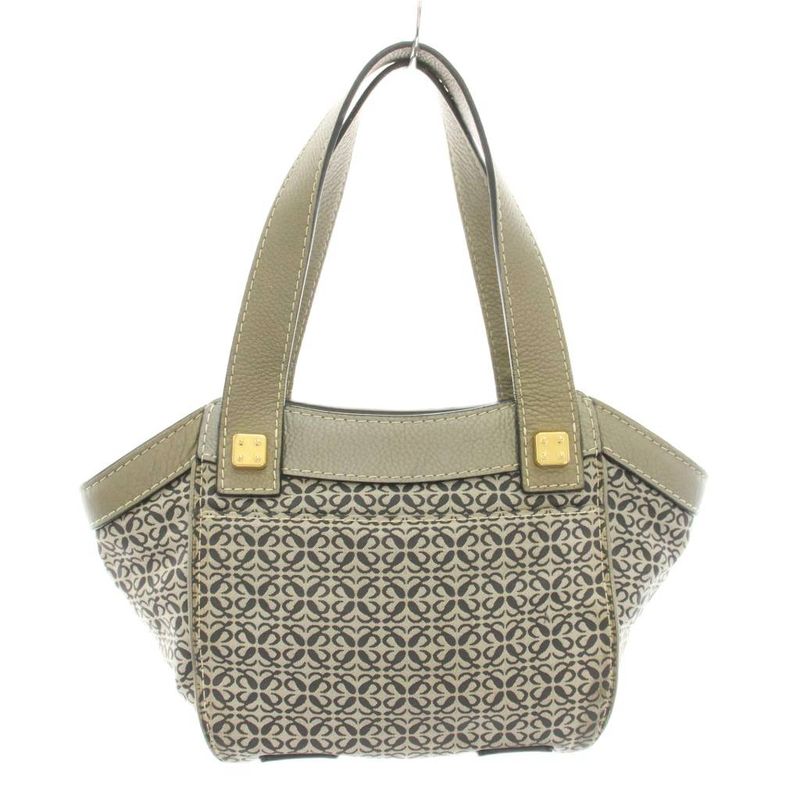 Loewe New Road Line Repeat Anagram Handbag Canvas Leather with Bag Gray Yt - OH