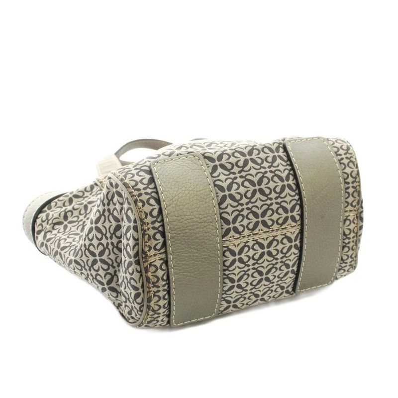 Loewe New Road Line Repeat Anagram Handbag Canvas Leather with Bag Gray Yt - OH