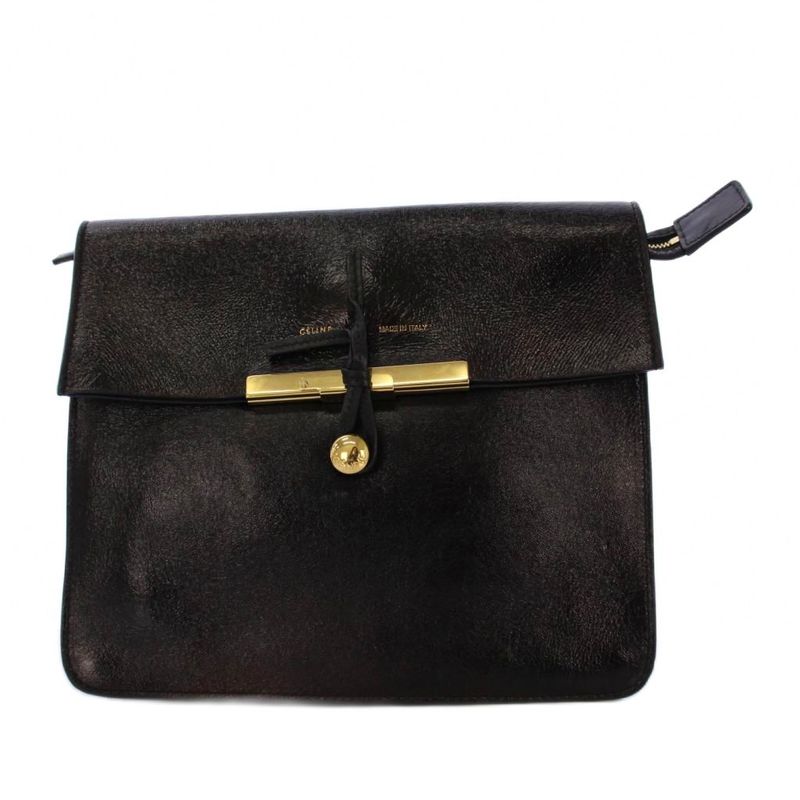 Celine Phoebe Period Clutch Bag Party Bag Second Bag Leather Black KH - OH