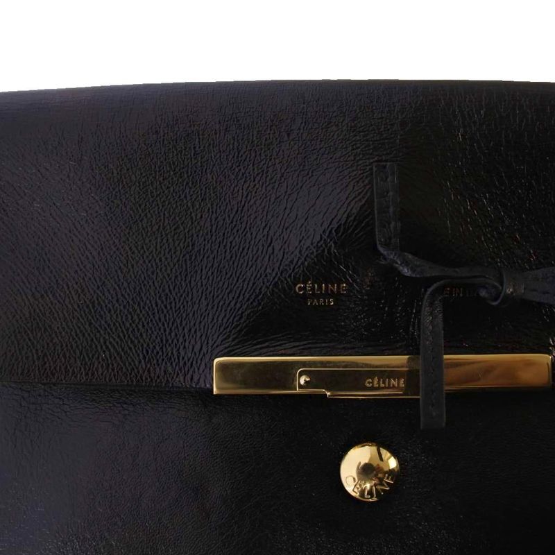 Celine Phoebe Period Clutch Bag Party Bag Second Bag Leather Black KH - OH