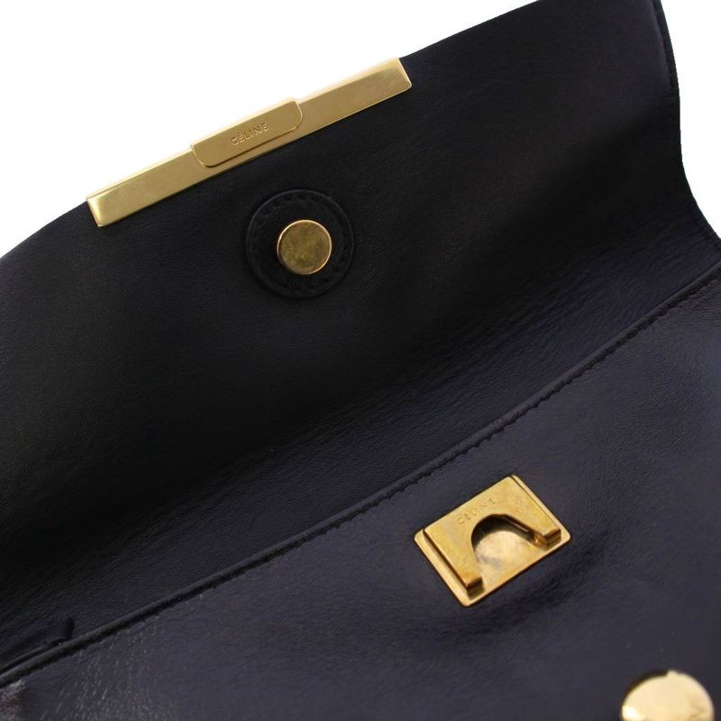 Celine Phoebe Period Clutch Bag Party Bag Second Bag Leather Black KH - OH
