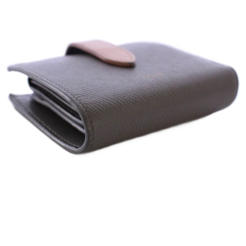 Celine Medium Strap Wallet Bifold Wallet Leather Gray KH - OH